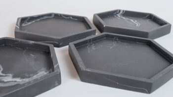 Dessous de verre hexagonal noir 3