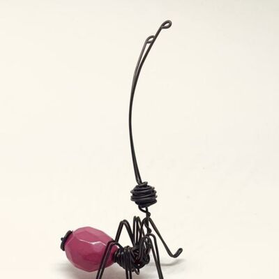 Ant with fuchsia faceted acrylic