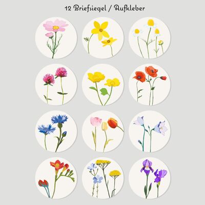 DIN A5 Briefsiegel »Wildblumen« (Stickerbogen)