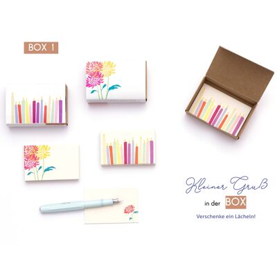 20 Minikarten in der Box | BOX 1 - Asternstrauß & Kerzen
