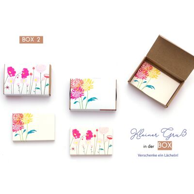 20 mini cartes dans la boîte | ENCADRÉ 2 - Bouquet d'aster et pré fleuri