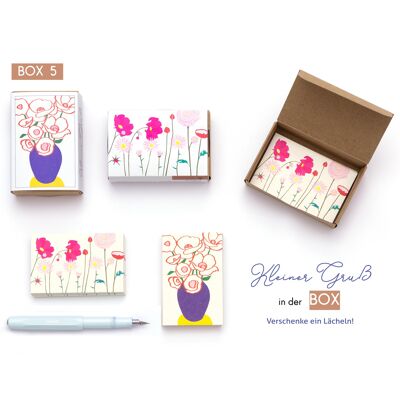 20 mini cartes dans la boîte | BOX 5 - Vase coquelicot & pré fleuri