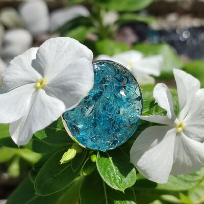 Bague couleur bleu clair