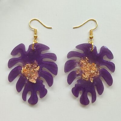 Earrings purple leaf