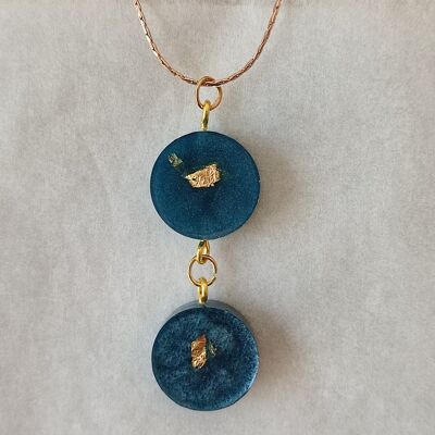 Necklace double round blue