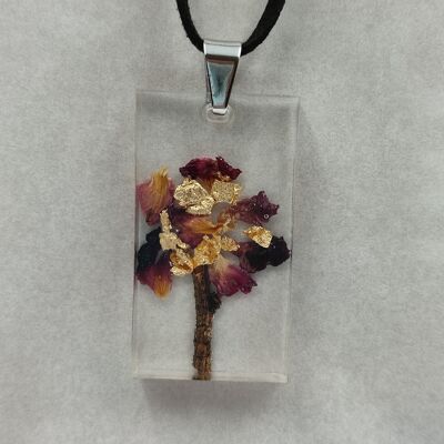 Halskette Rechteck mit Trockenblumen - 2