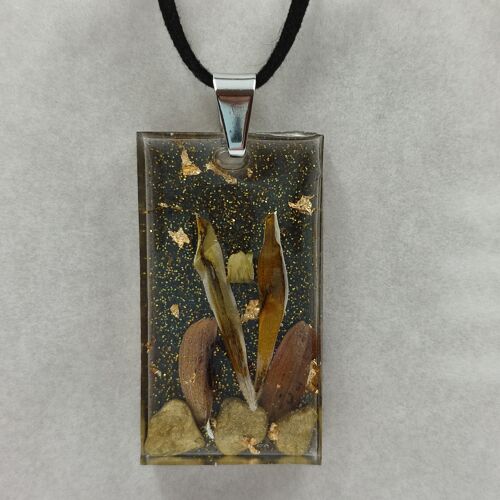 Necklace rectangle with dried flowers - 3