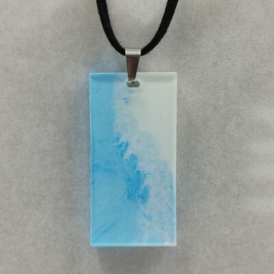 Collier rectangle bleu - blanc