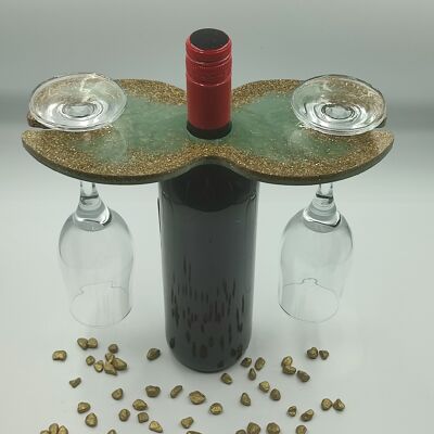 Wine holder with two glasses