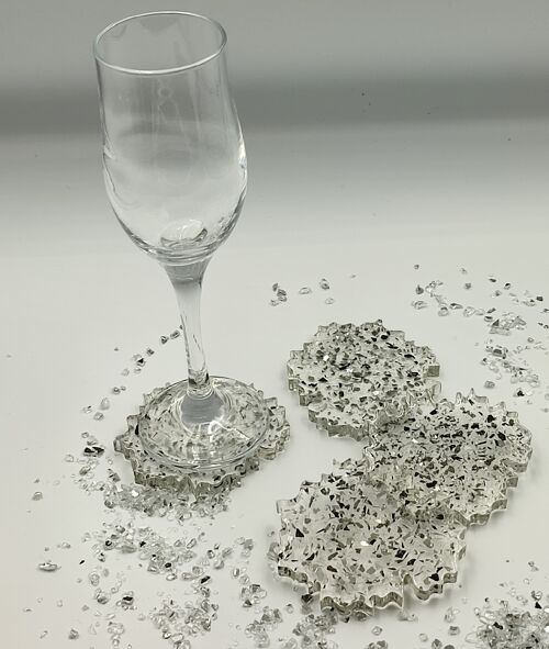Transparent coasters with crystals (4 pcs)