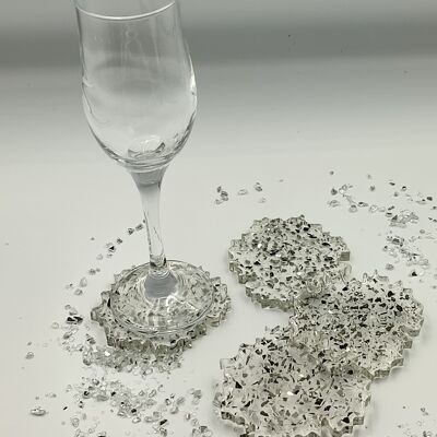 Transparent coasters with crystals (4 pcs)
