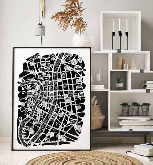 POSTER plan de ville  -  LYON  -  city map 50x70cm