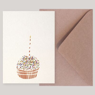 Tarjeta de cumpleaños “Muffin” con sobre de papel kraft