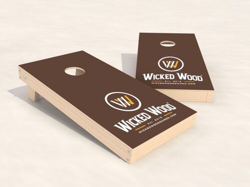 Cornhole Set - Wicked Wood Vinyl Print - 90x60cm - Brown