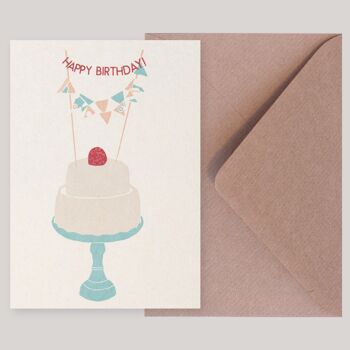 Carte d'anniversaire avec enveloppe "Framboise" 1