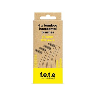 f.e.t.e Cepillos interdentales ISO tamaño 4, amarillo, alambre trenzado de 0,7 mm de diámetro, 4 piezas