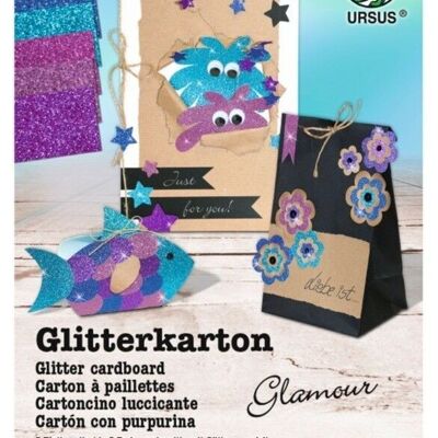 Assortimento di cartoncino glitterato "Glamour", DIN A4