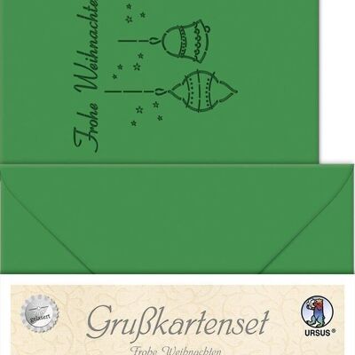 Greeting cards lasered "Merry Christmas", fir green