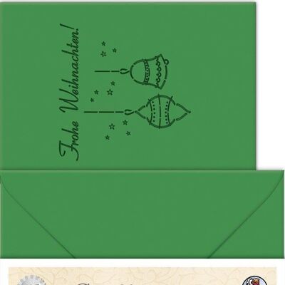 Grußkarten gelasert "Frohe Weihnachten", tannengrün