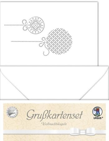 Cartes de voeux gravées au laser "Boules de Noël", blanches 4