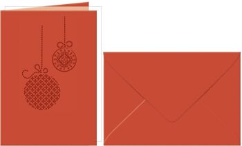 Cartes de voeux gravées au laser "Boules de Noël", rouge rubis 5