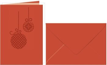 Cartes de voeux gravées au laser "Boules de Noël", rouge rubis 2