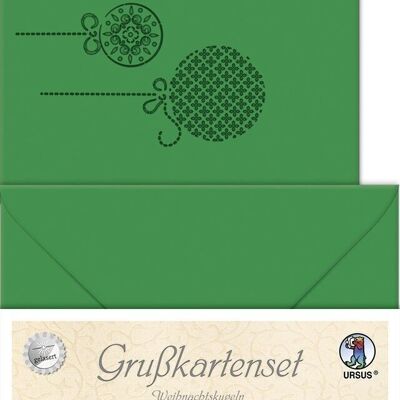 Greeting cards lasered "Christmas balls", fir green