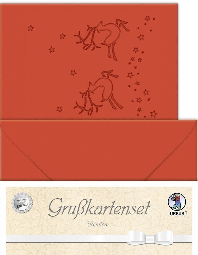 Biglietti augurali "Renna" laserati, rosso rubino