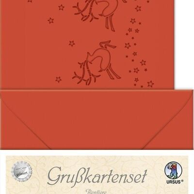 Greeting cards lasered "Reindeer", ruby red