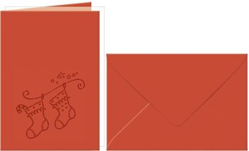 Cartes de voeux gravées au laser "Chaussettes de Noël", rouge rubis 5