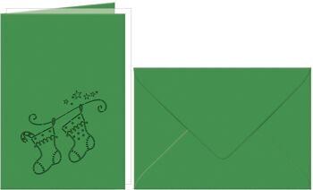 Cartes de vœux gravées au laser "Chaussettes de Noël", vert sapin 2