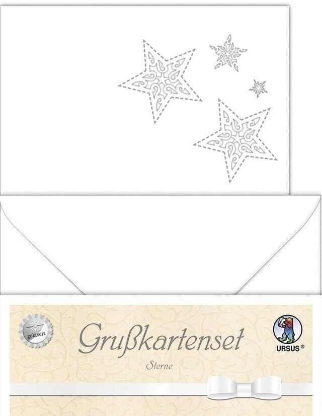 Biglietti augurali "stelle" laserate, bianco