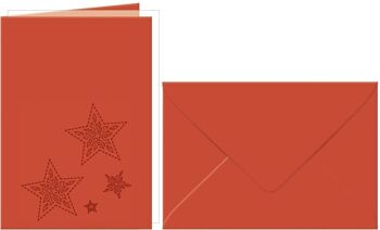 Cartes de voeux "étoiles" gravées au laser, rouge rubis 5