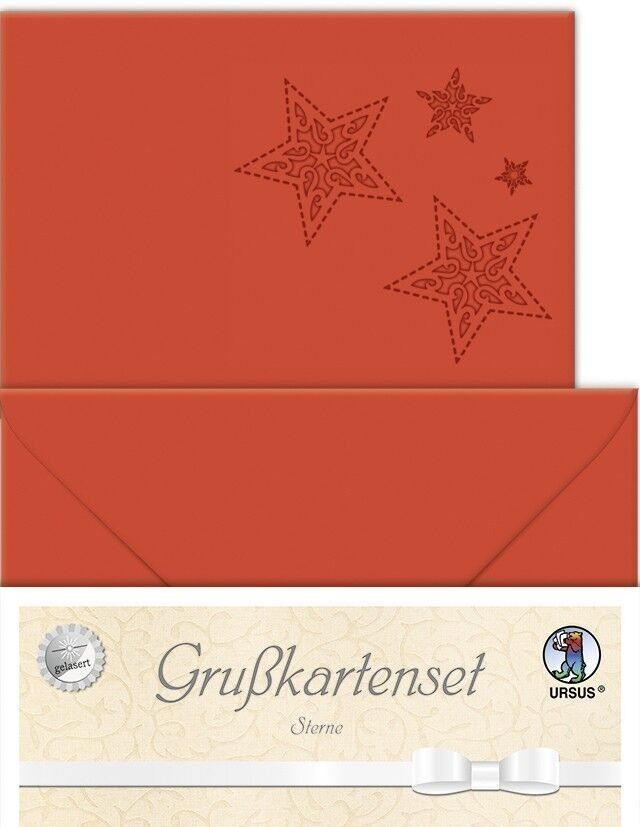 Biglietti augurali "stelle" laserate, rosso rubino