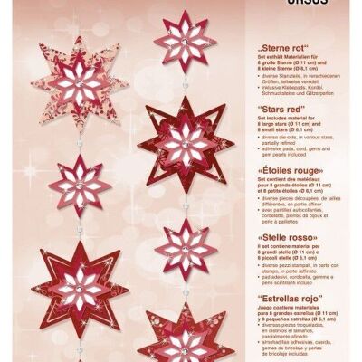3D Paper Decoration "Stars", red