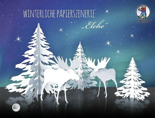 Winterliche Papierszenerie "Elche"