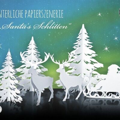 Winterliche Papierszenerie "Santas Schlitten"