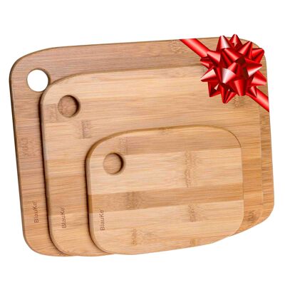 Bamboo Cutting Board Set Of 3 - Wooden Chopping Boards For Kitchen