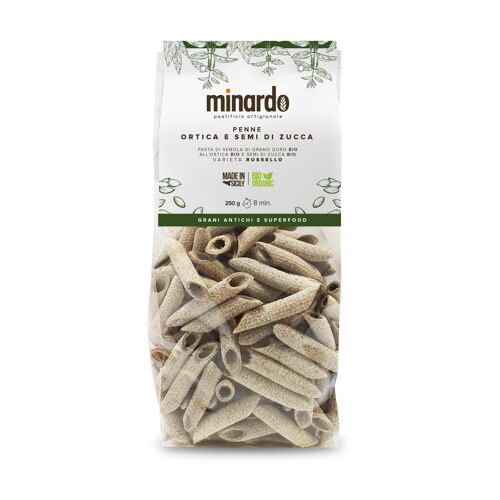 Pâtes Penne ortie et graines de courge Minardo (250 g)