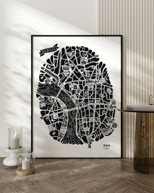 POSTER plan de ville  -  TOULOUSE -  city map 50x70cm