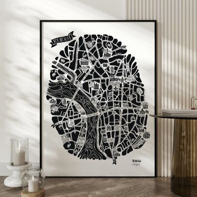 POSTER city map - TOULOUSE - city map 50x70cm