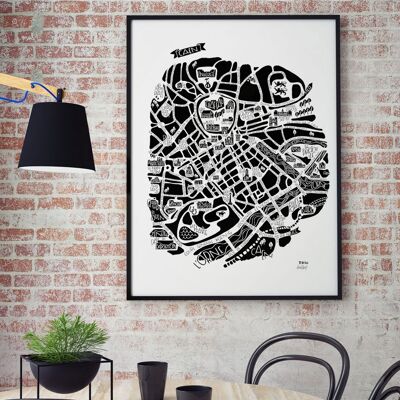 POSTER plan de ville  -  CAEN -  city map 50x70cm
