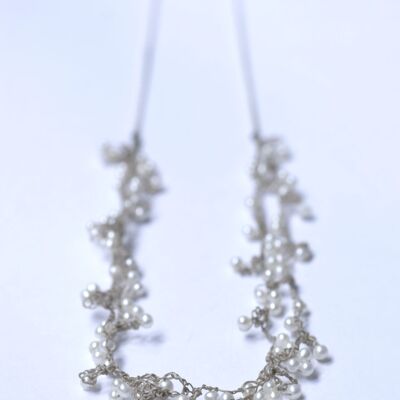 collar de perlas, joyas de ganchillo perlas blancas p66 doble