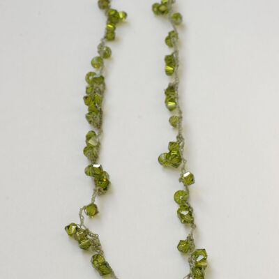 Swarovski Halsketten, Häkelketten, oliv