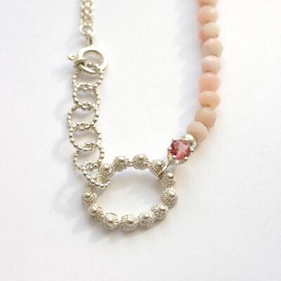 Zeeland necklace oval with tourmaline and pink opal