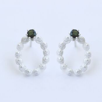 Boucles d'oreilles ovales Zeeland tourmaline verte, fixe