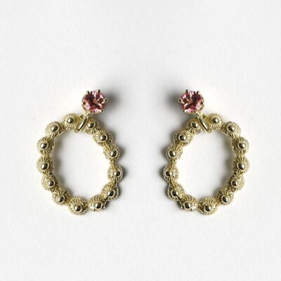 Boucles d'oreilles ovales Zeeland en or avec tourmaline rose, en vrac