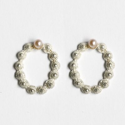 Boucles d'oreilles Zeeland, ovales avec perle rose