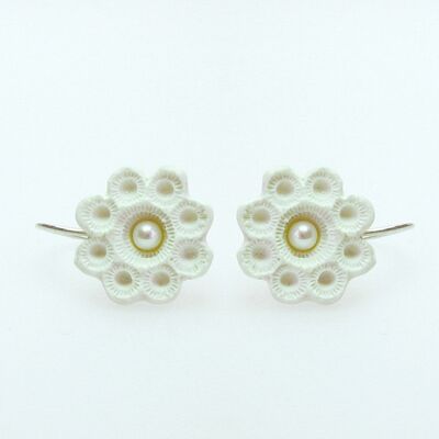 goes earrings white porcelain and pearls