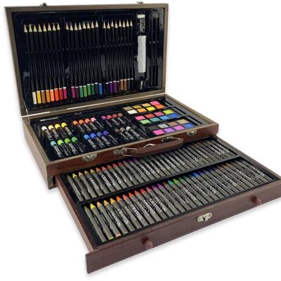 Professional wooden drawing/and oil crayon case